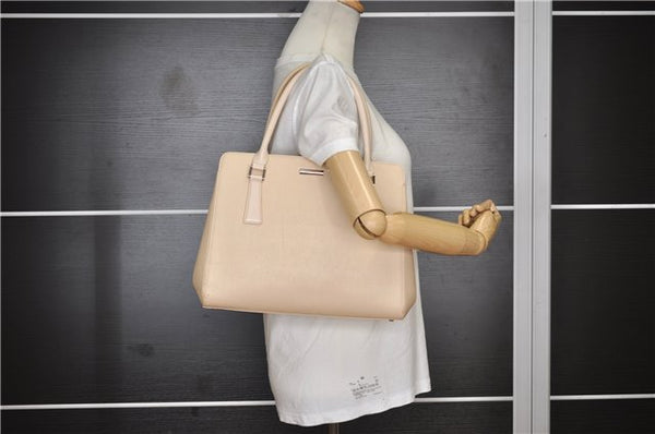 Authentic BURBERRY Vintage Leather Shoulder Hand Bag Ivory 5148F