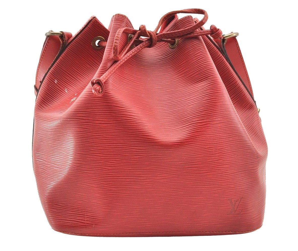 Authentic Louis Vuitton Epi Petit Noe Shoulder Drawstring Bag M44107 Red 5152I