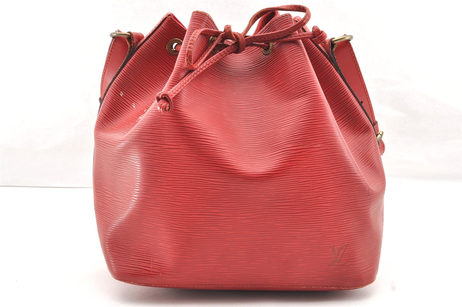 Authentic Louis Vuitton Epi Petit Noe Shoulder Drawstring Bag M44107 Red 5152I