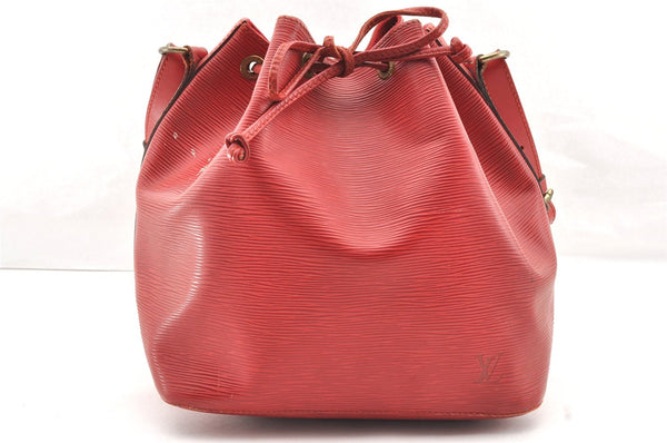 Authentic Louis Vuitton Epi Petit Noe Shoulder Drawstring Bag M44107 Red 5152I
