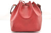 Authentic Louis Vuitton Epi Petit Noe Shoulder Drawstring Bag M44107 Red 5152I