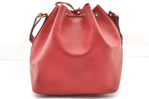 Authentic Louis Vuitton Epi Petit Noe Shoulder Drawstring Bag M44107 Red 5152I