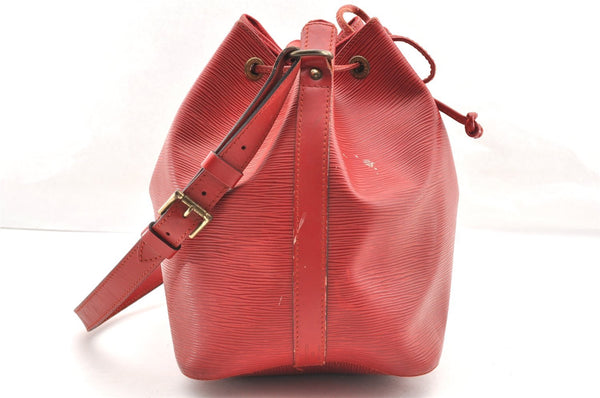 Authentic Louis Vuitton Epi Petit Noe Shoulder Drawstring Bag M44107 Red 5152I