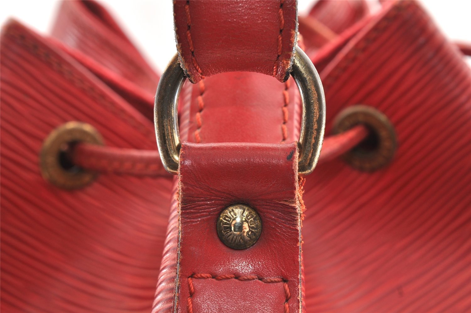 Authentic Louis Vuitton Epi Petit Noe Shoulder Drawstring Bag M44107 Red 5152I