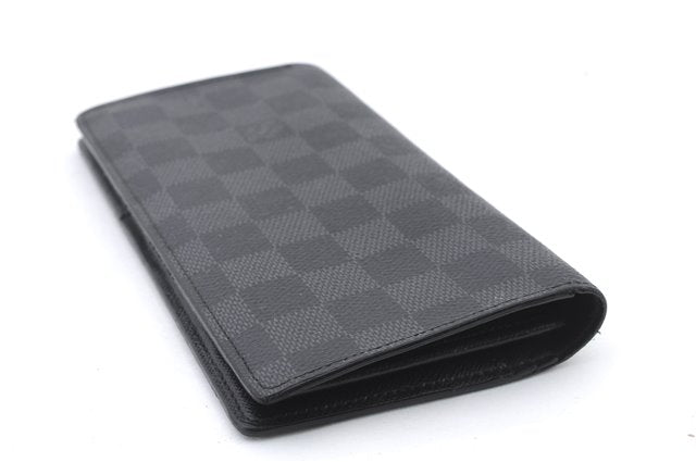 Auth LOUIS VUITTON Damier Graphite Portefeuille Brazza Wallet N62665 LV 5154C