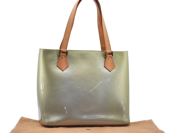 Authentic Louis Vuitton Vernis Houston Shoulder Bag M91053 Light Green LV 5158D