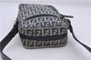 Authentic FENDI Zucchino Shoulder Cross Body Bag Canvas Leather Navy Blue 5159D