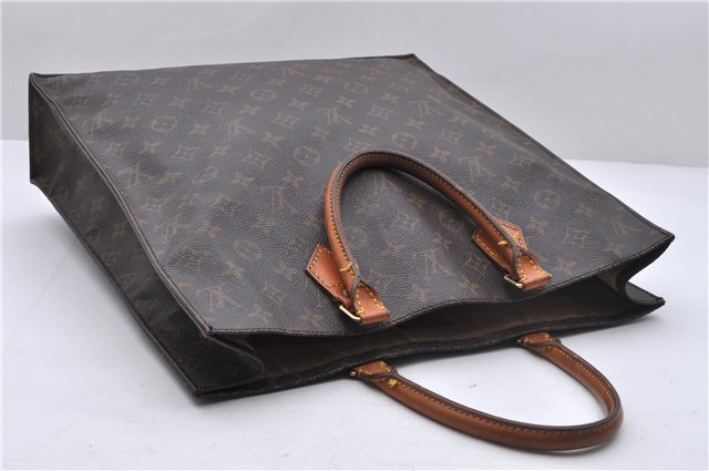 Authentic Louis Vuitton Monogram Sac Plat Hand Bag M51140 LV 5160D