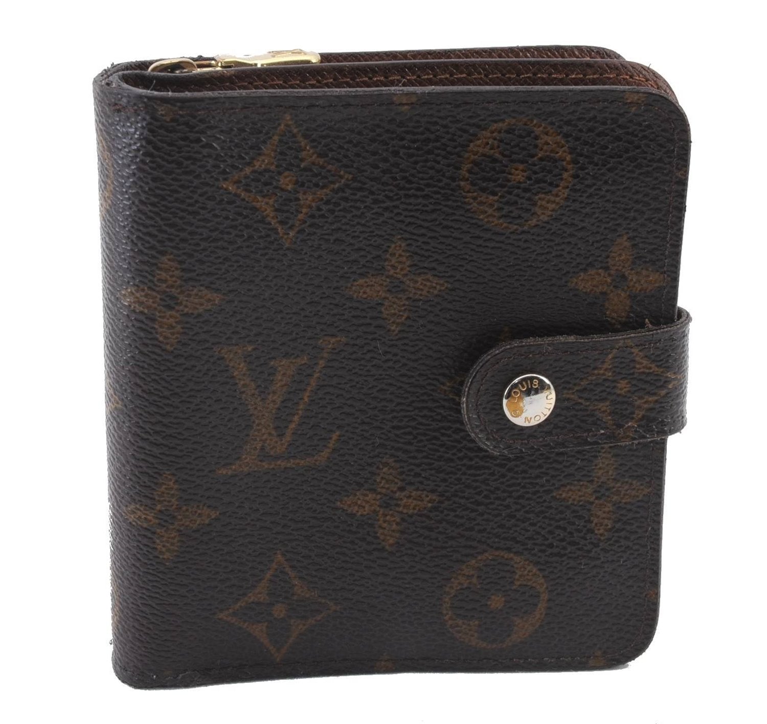 Authentic LOUIS VUITTON Monogram Compact Zip Bifold Wallet M61667 LV 5162C