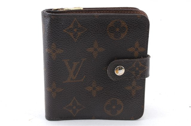 Authentic LOUIS VUITTON Monogram Compact Zip Bifold Wallet M61667 LV 5162C