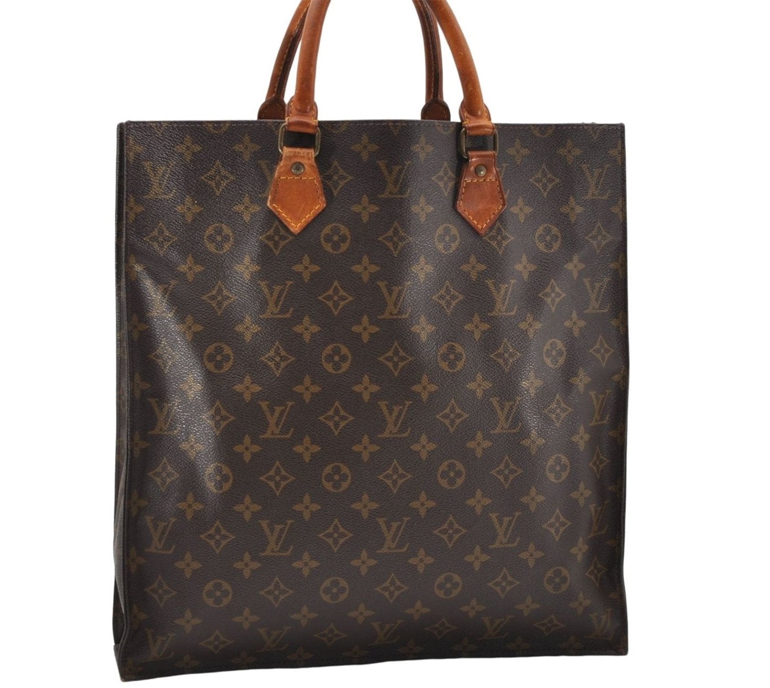 Authentic Louis Vuitton Monogram Sac Plat Hand Bag M51140 LV 5162D