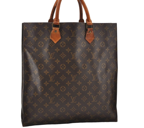 Authentic Louis Vuitton Monogram Sac Plat Hand Bag M51140 LV 5162D