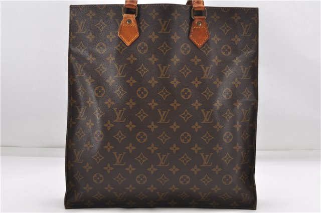 Authentic Louis Vuitton Monogram Sac Plat Hand Bag M51140 LV 5162D