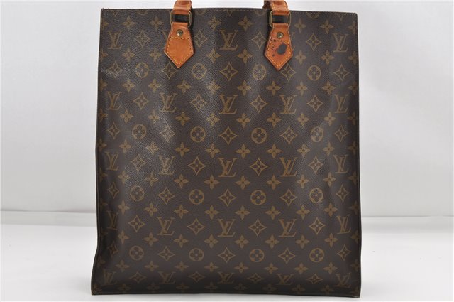 Authentic Louis Vuitton Monogram Sac Plat Hand Bag M51140 LV 5162D