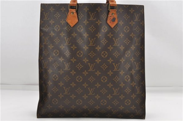 Authentic Louis Vuitton Monogram Sac Plat Hand Bag M51140 LV 5162D