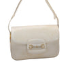 Authentic GUCCI Vintage Horsebit Shoulder Hand Bag Purse Leather White 5166I