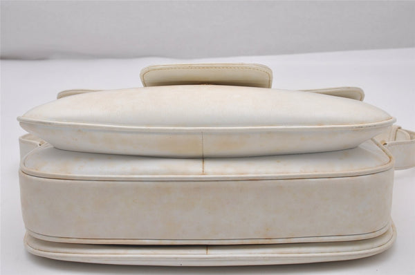 Authentic GUCCI Vintage Horsebit Shoulder Hand Bag Purse Leather White 5166I