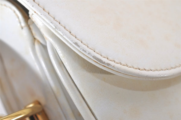 Authentic GUCCI Vintage Horsebit Shoulder Hand Bag Purse Leather White 5166I