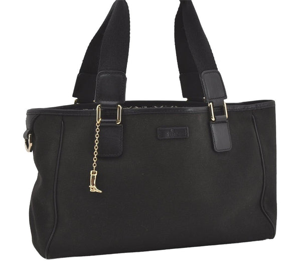 Authentic GUCCI Vintage Hand Tote Bag Purse Canvas Leather 264221 Black 5170I