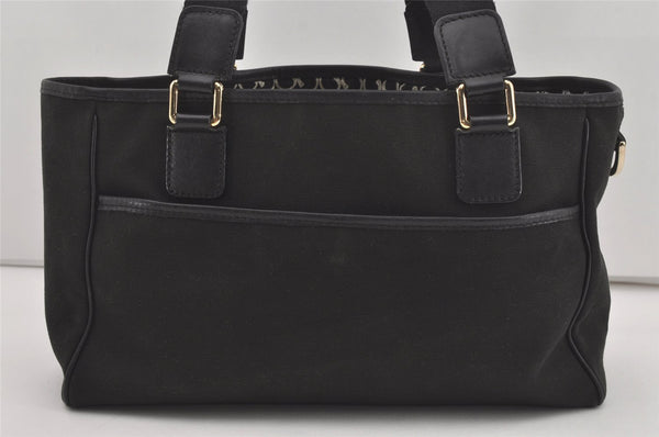 Authentic GUCCI Vintage Hand Tote Bag Purse Canvas Leather 264221 Black 5170I