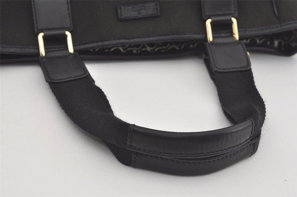 Authentic GUCCI Vintage Hand Tote Bag Purse Canvas Leather 264221 Black 5170I