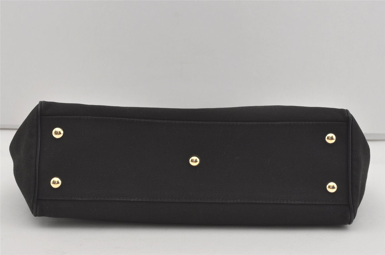 Authentic GUCCI Vintage Hand Tote Bag Purse Canvas Leather 264221 Black 5170I