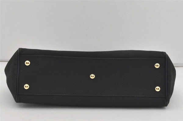 Authentic GUCCI Vintage Hand Tote Bag Purse Canvas Leather 264221 Black 5170I