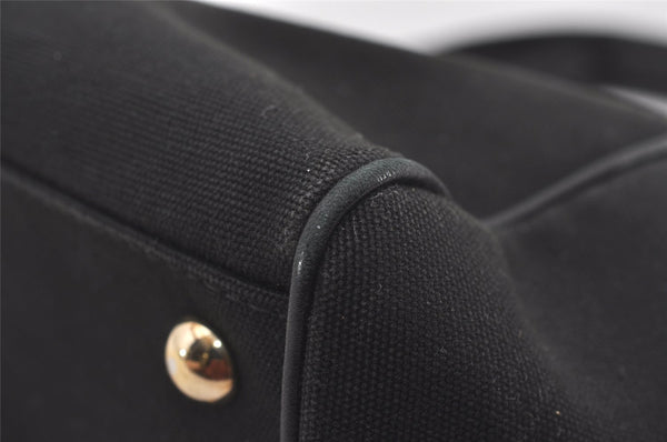 Authentic GUCCI Vintage Hand Tote Bag Purse Canvas Leather 264221 Black 5170I
