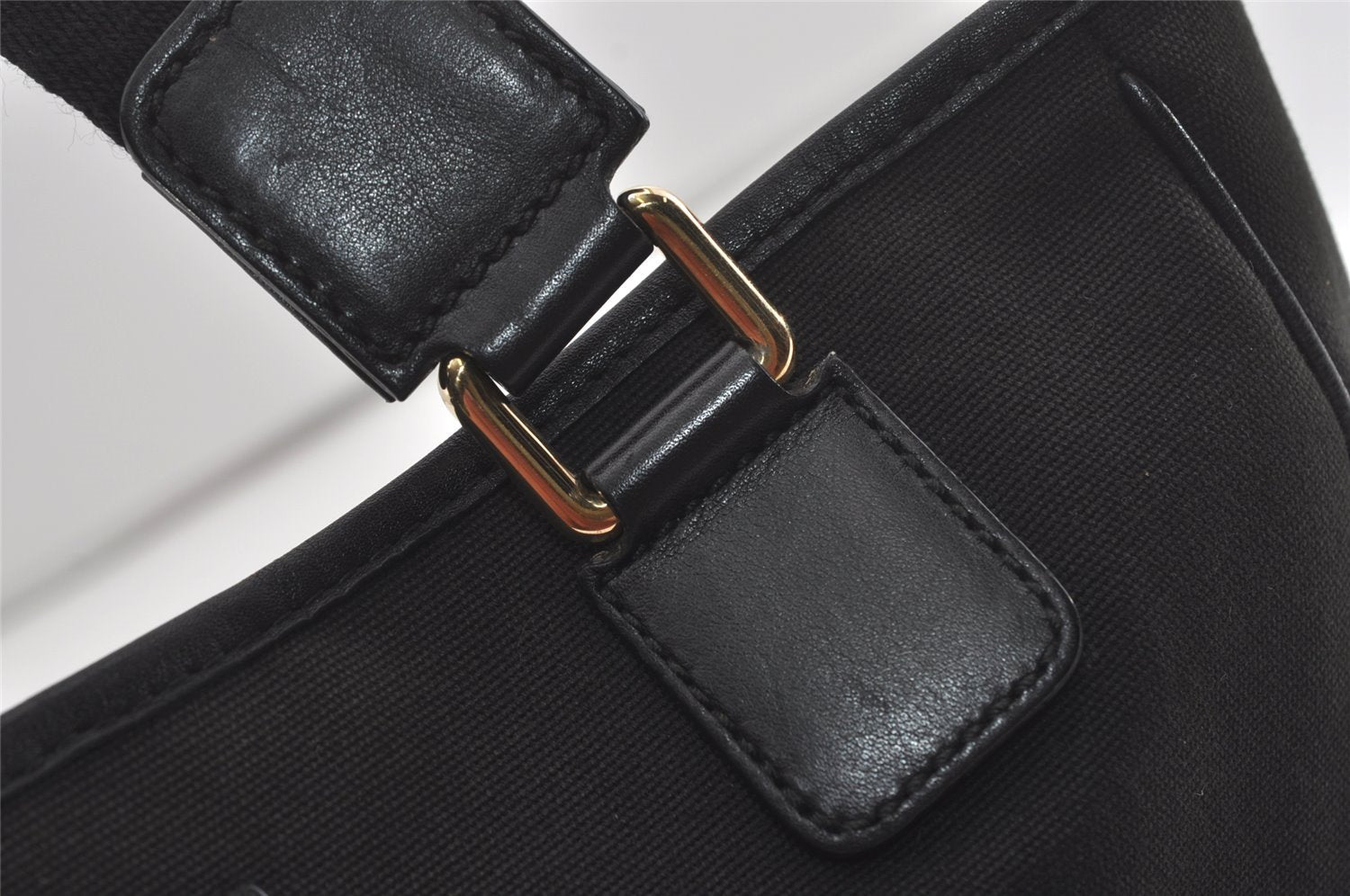 Authentic GUCCI Vintage Hand Tote Bag Purse Canvas Leather 264221 Black 5170I