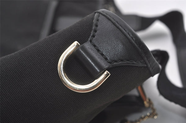 Authentic GUCCI Vintage Hand Tote Bag Purse Canvas Leather 264221 Black 5170I