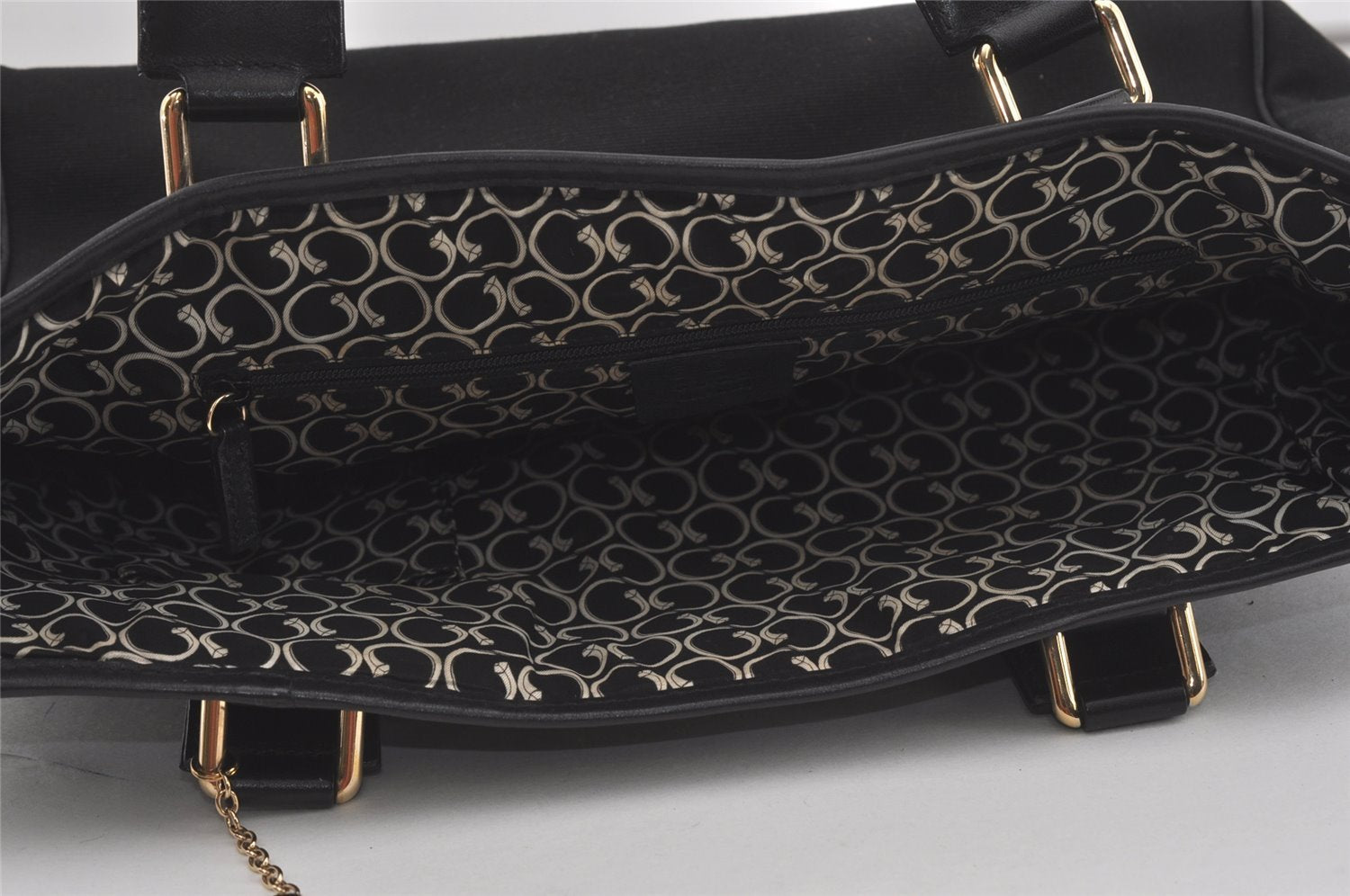 Authentic GUCCI Vintage Hand Tote Bag Purse Canvas Leather 264221 Black 5170I