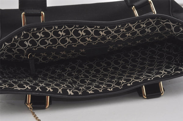 Authentic GUCCI Vintage Hand Tote Bag Purse Canvas Leather 264221 Black 5170I