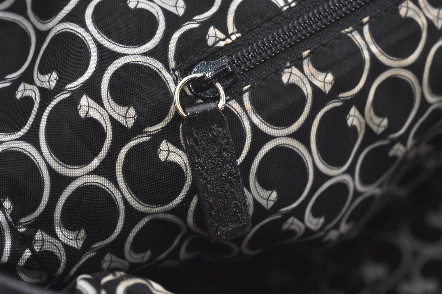 Authentic GUCCI Vintage Hand Tote Bag Purse Canvas Leather 264221 Black 5170I