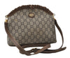 Authentic GUCCI GG Plus Shoulder Cross Body Bag GG PVC Leather Brown Junk 5171I