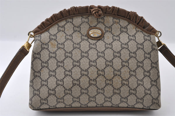 Authentic GUCCI GG Plus Shoulder Cross Body Bag GG PVC Leather Brown Junk 5171I