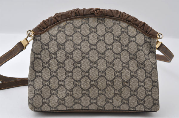 Authentic GUCCI GG Plus Shoulder Cross Body Bag GG PVC Leather Brown Junk 5171I