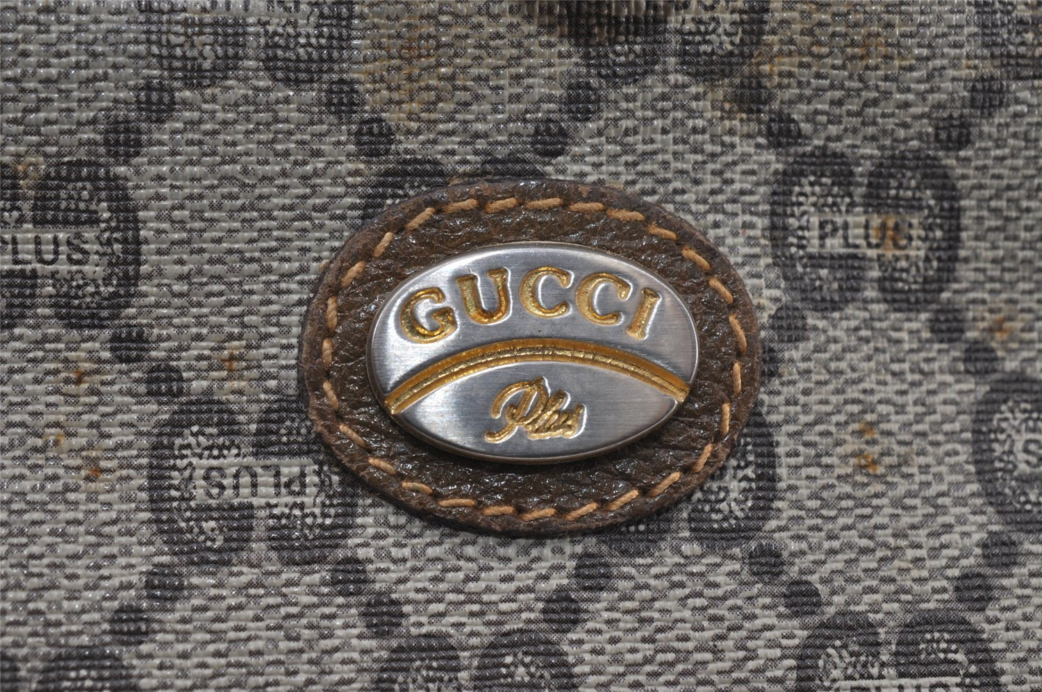 Authentic GUCCI GG Plus Shoulder Cross Body Bag GG PVC Leather Brown Junk 5171I