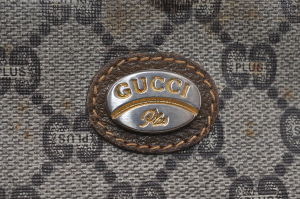 Authentic GUCCI GG Plus Shoulder Cross Body Bag GG PVC Leather Brown Junk 5171I