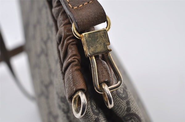 Authentic GUCCI GG Plus Shoulder Cross Body Bag GG PVC Leather Brown Junk 5171I