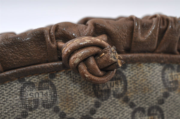 Authentic GUCCI GG Plus Shoulder Cross Body Bag GG PVC Leather Brown Junk 5171I