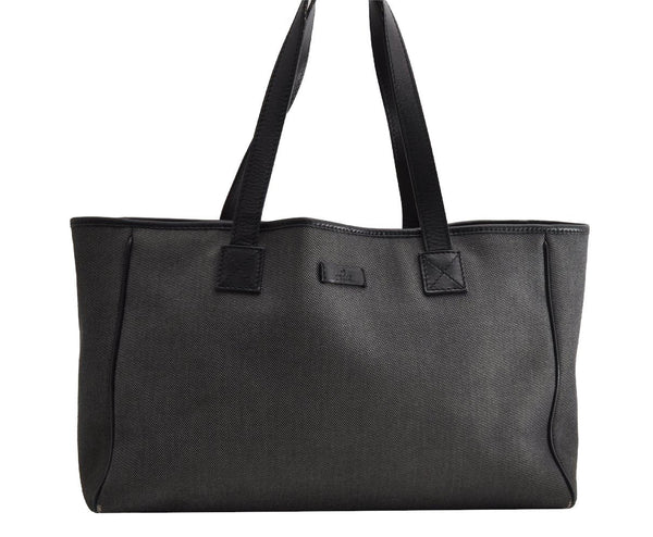 Authentic GUCCI Vintage Shoulder Tote Bag Canvas Leather 264216 Gray 5172I