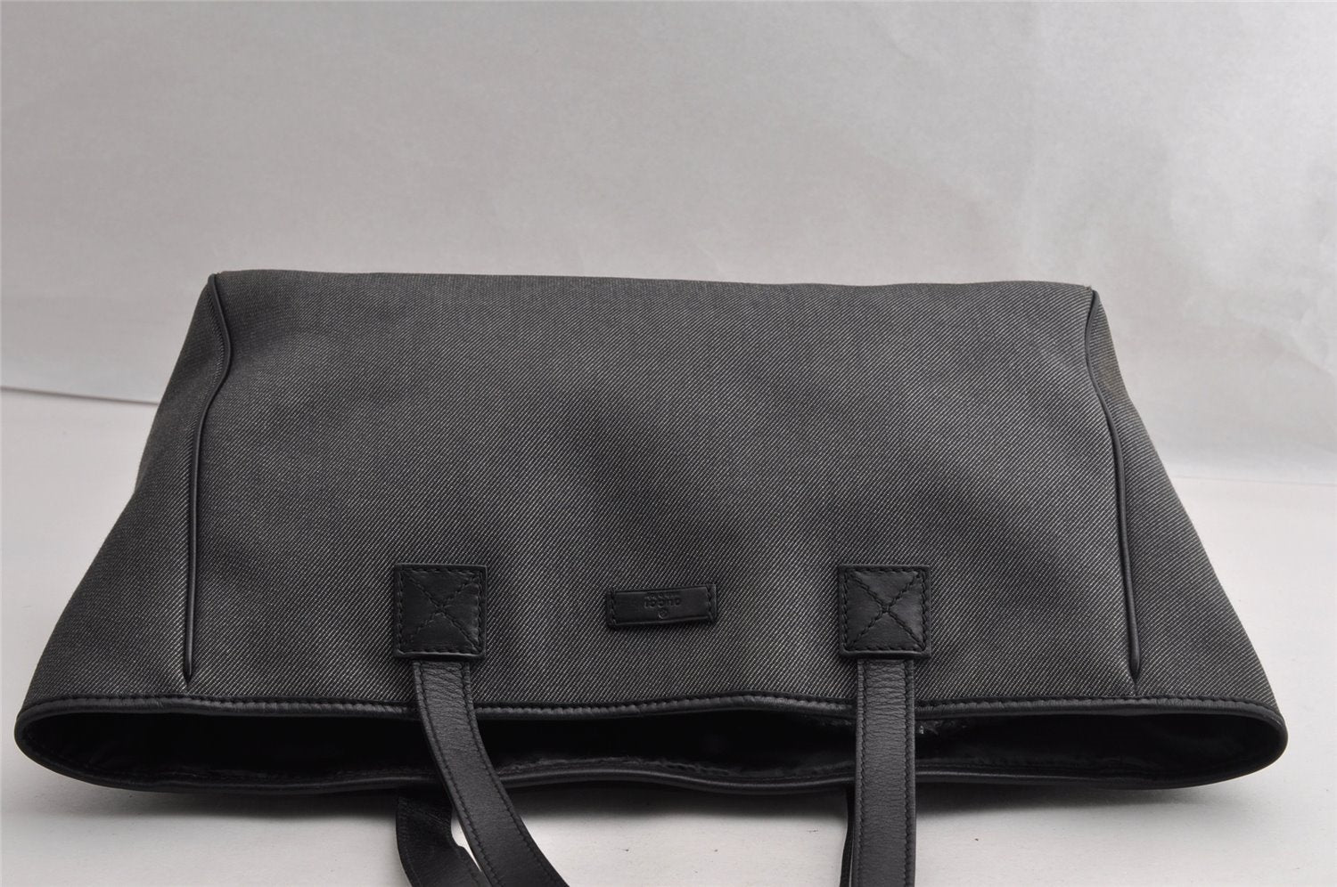 Authentic GUCCI Vintage Shoulder Tote Bag Canvas Leather 264216 Gray 5172I