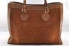 Authentic GUCCI Bamboo Hand Shoulder Bag Suede Leather Brown Junk 5173I