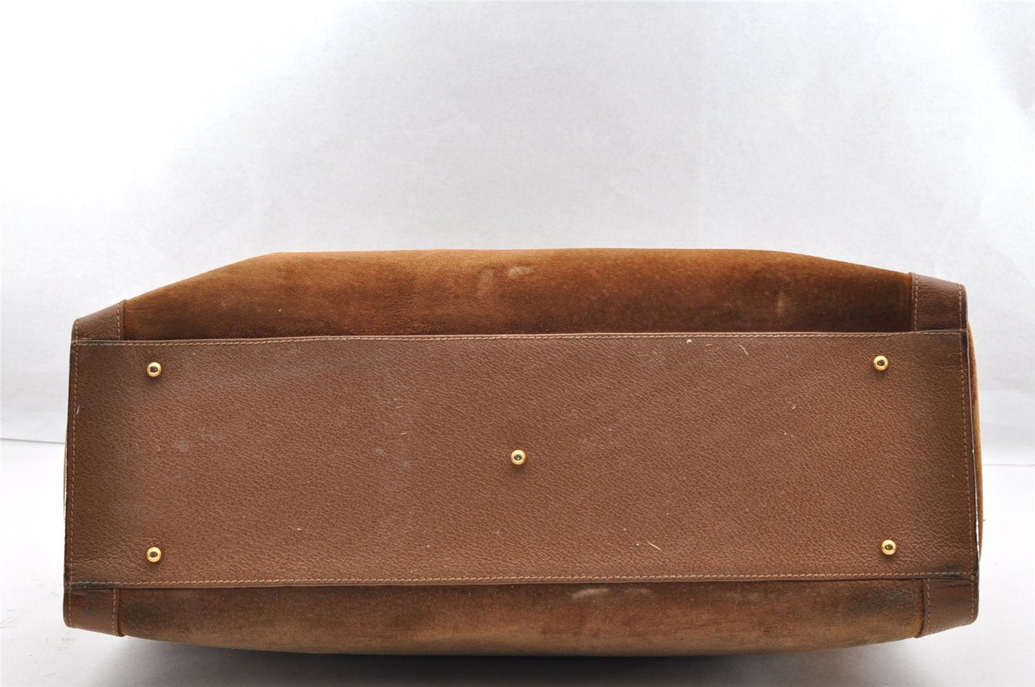 Authentic GUCCI Bamboo Hand Shoulder Bag Suede Leather Brown Junk 5173I