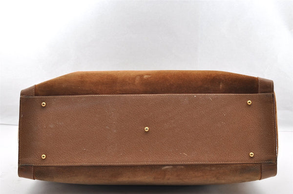 Authentic GUCCI Bamboo Hand Shoulder Bag Suede Leather Brown Junk 5173I