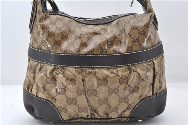 Authentic GUCCI GG Crystal Shoulder Hand Bag PVC Leather 223965 Brown 5176E