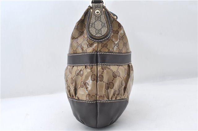 Authentic GUCCI GG Crystal Shoulder Hand Bag PVC Leather 223965 Brown 5176E