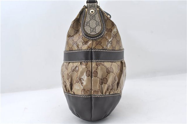 Authentic GUCCI GG Crystal Shoulder Hand Bag PVC Leather 223965 Brown 5176E