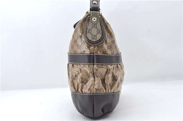 Authentic GUCCI GG Crystal Shoulder Hand Bag PVC Leather 223965 Brown 5176E