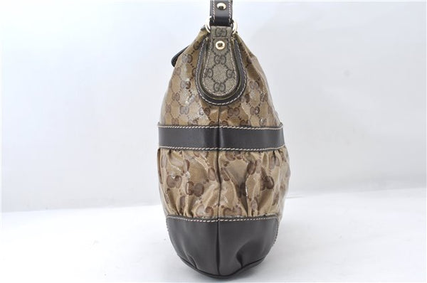 Authentic GUCCI GG Crystal Shoulder Hand Bag PVC Leather 223965 Brown 5176E
